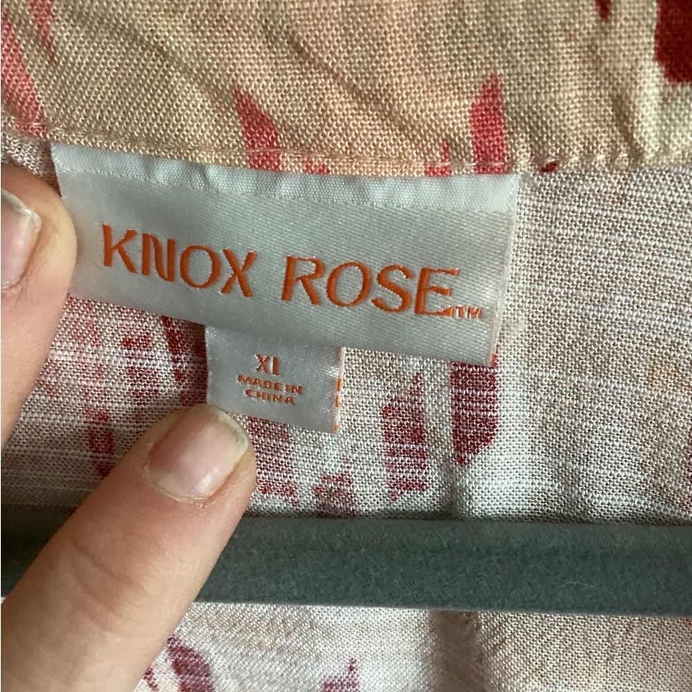 Knox Rose xl Peach Printed V-Neck dress - Picture 2 of 6